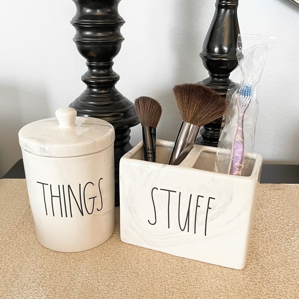 🆕Rae Dunn STUFF/THINGS Ceramic Toiletries Set